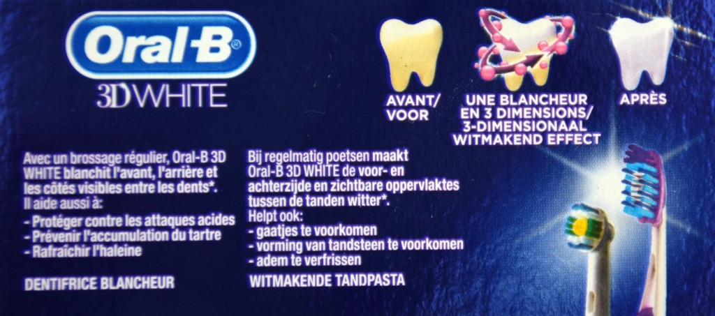 Dentifrice Oral-B 3D white brillance action blancheur