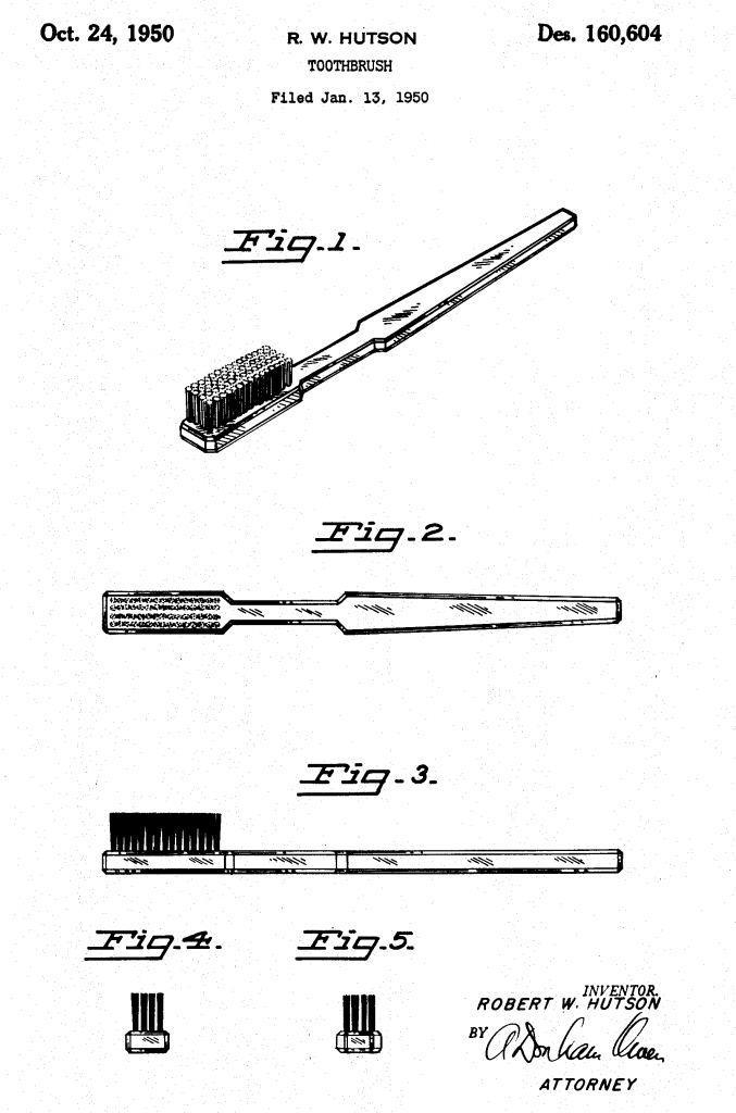 Le brevet de brosse à dents proposé par Dr Robert W. Hutson en 1950.
