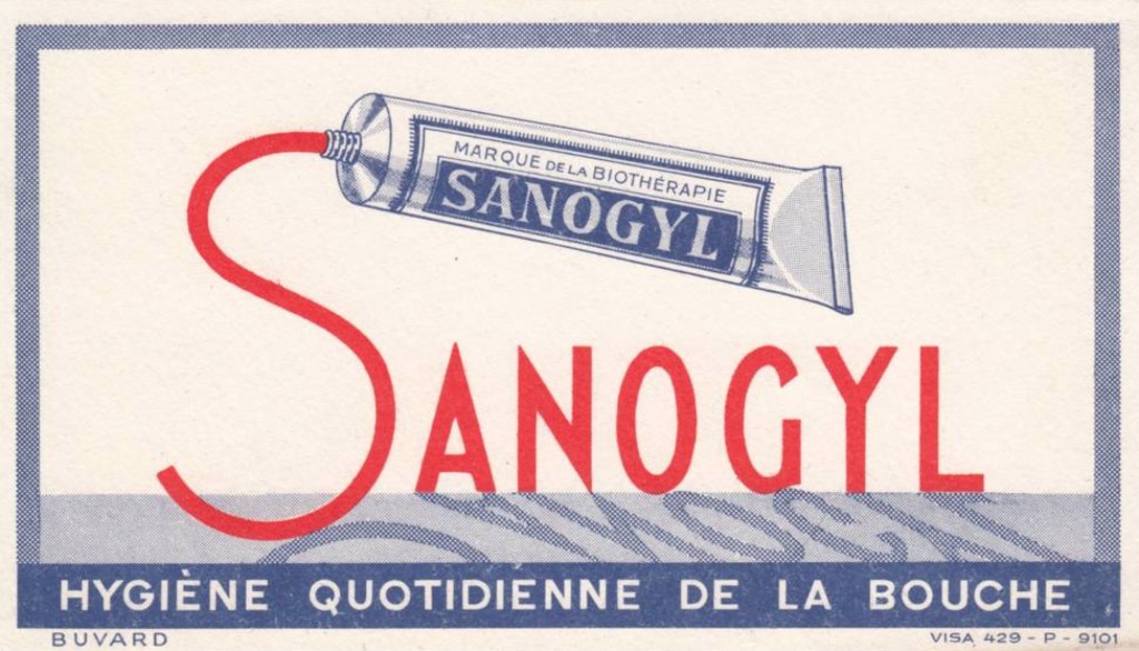 Sanogyl pub années 60 Dentifrice Papier Buvard 1